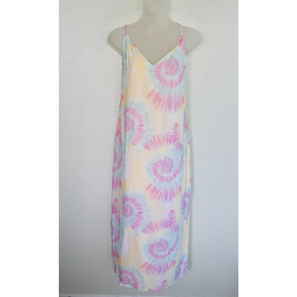 PilyQ Dress Womens XS / S Ellia Slip Maxi Cover Up Tie Dye Beach Resort Pastel